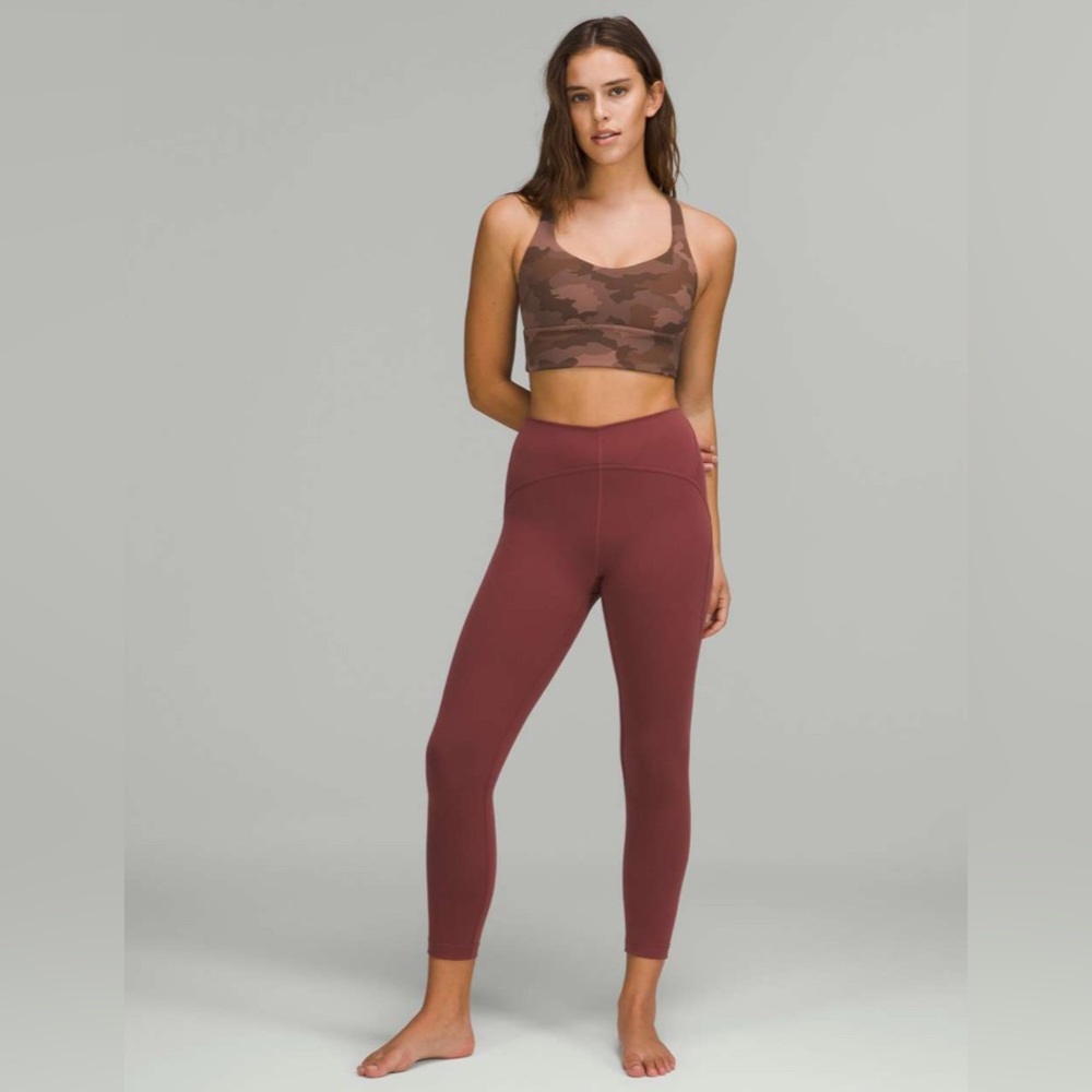 Excellent Condition Lululemon Free to Be Longline Bra Heritage Roasted Brown Sz6